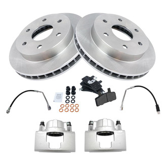 TRQ® - Front Disc Brake Kit with Semi-Metallic Pads, Calipers and Hoses