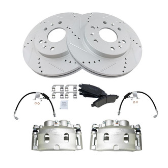 TRQ® - Performance Ceramic Front Brake Kit with Calipers and Hoses