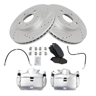 TRQ® - Performance Ceramic Front Brake Kit with Calipers and Hoses