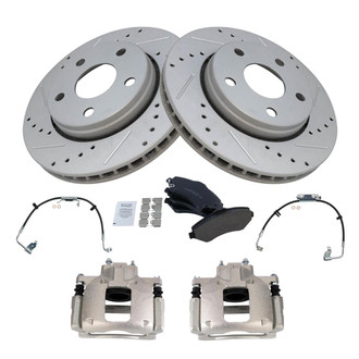 TRQ® - Performance Ceramic Front Brake Kit with Calipers and Hoses