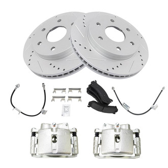 TRQ® - Performance Ceramic Front Brake Kit with Calipers and Hoses