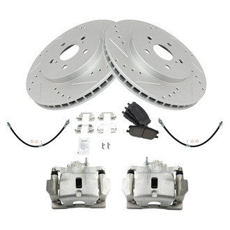 TRQ® - Performance Ceramic Front Brake Kit with Calipers and Hoses