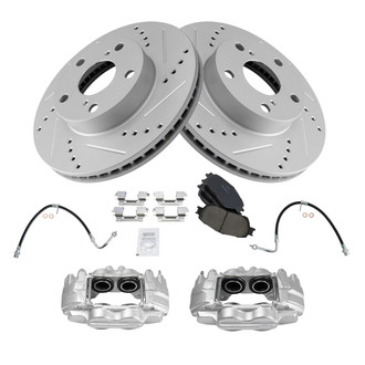 TRQ® - Performance Ceramic Front Brake Kit with Calipers and Hoses