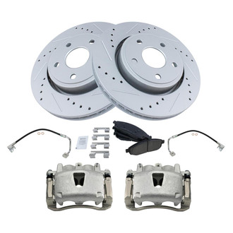 TRQ® - Performance Ceramic Front Brake Kit with Calipers and Hoses
