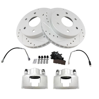 TRQ® BKA34073 - Performance Ceramic Front Brake Kit with Calipers and Hoses