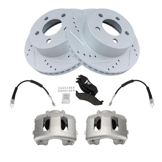 TRQ® - Performance Ceramic Front Brake Kit with Calipers and Hoses
