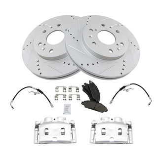 TRQ® - Performance Ceramic Front Brake Kit with Calipers and Hoses