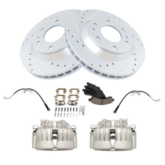 TRQ® - Performance Ceramic Front Brake Kit with Calipers and Hoses