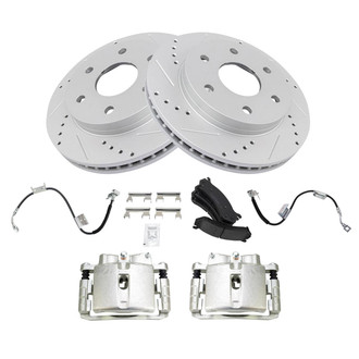 TRQ® - Performance Ceramic Front Brake Kit with Calipers and Hoses