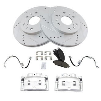 TRQ® - Performance Ceramic Front Brake Kit with Calipers and Hoses