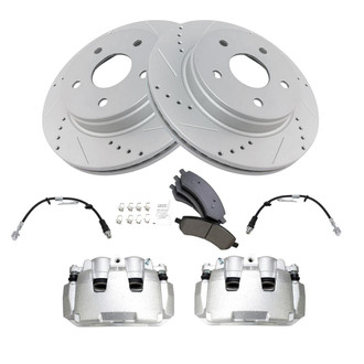 TRQ® - Performance Ceramic Front Brake Kit with Calipers and Hoses