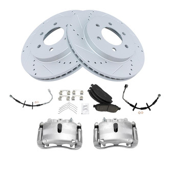 TRQ® - Performance Ceramic Front Brake Kit with Calipers and Hoses