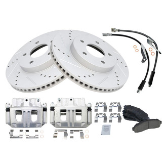 TRQ® - Performance Ceramic Front Brake Kit with Calipers and Hoses