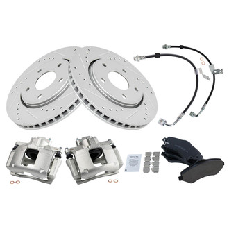 TRQ® - Performance Ceramic Front Brake Kit with Calipers and Hoses