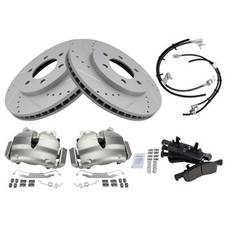 TRQ® - Performance Ceramic Front Brake Kit with Calipers and Hoses