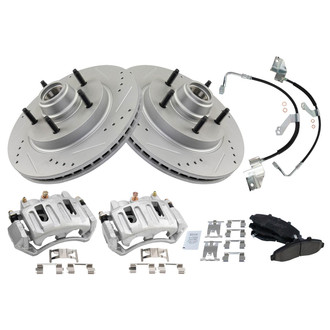 TRQ® - Performance Ceramic Front Brake Kit with Calipers and Hoses
