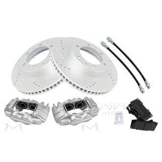 TRQ® - Performance Semi-Metallic Front Brake Kit with Calipers and Hoses