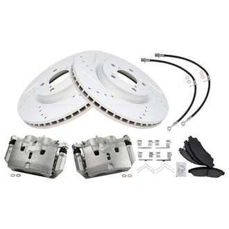 TRQ® - Performance Ceramic Front Brake Kit with Calipers and Hoses