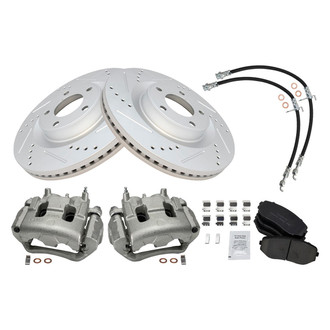 TRQ® - Performance Ceramic Front Brake Kit with Calipers and Hoses