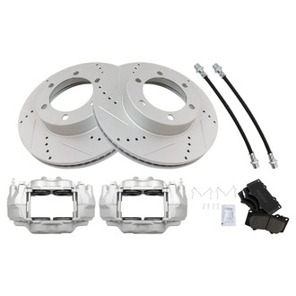 TRQ® - Performance Ceramic Front Brake Kit with Calipers and Hoses