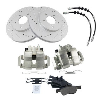 TRQ® - Performance Ceramic Front Brake Kit with Calipers and Hoses