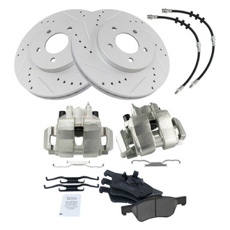 TRQ® - Performance Ceramic Front Brake Kit with Calipers and Hoses