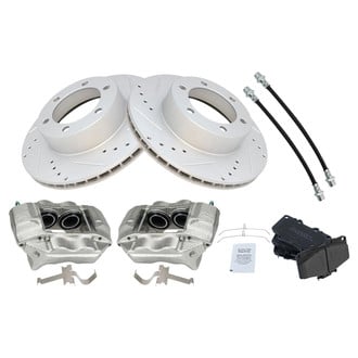 TRQ® - Performance Semi-Metallic Front Brake Kit with Calipers and Hoses