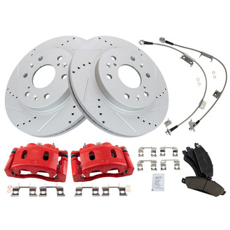 TRQ® - Performance Ceramic Front Brake Kit with Calipers and Hoses