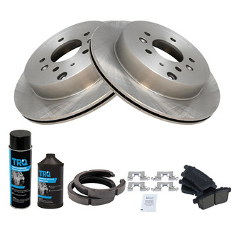 TRQ® - Rear Disc Brake Kit with Ceramic Pads and Shoes
