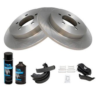 TRQ® - Rear Disc Brake Kit with Ceramic Pads and Shoes