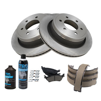 TRQ® - Rear Disc Brake Kit with Ceramic Pads and Shoes