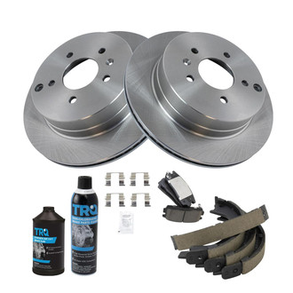 TRQ® - Rear Disc Brake Kit with Ceramic Pads and Shoes