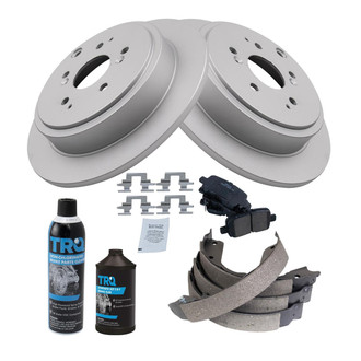 TRQ® - Rear Disc Brake Kit with Ceramic Pads and Shoes