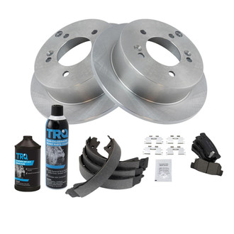 TRQ® - Rear Disc Brake Kit with Ceramic Pads and Shoes