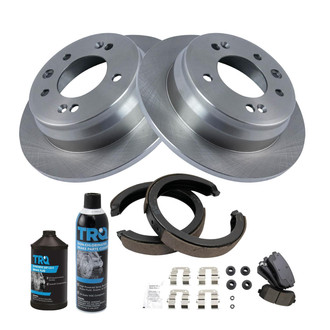 TRQ® - Rear Disc Brake Kit with Ceramic Pads and Shoes