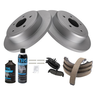 TRQ® - Rear Disc Brake Kit with Ceramic Pads and Shoes