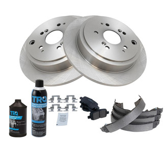 TRQ® - Rear Disc Brake Kit with Ceramic Pads and Shoes