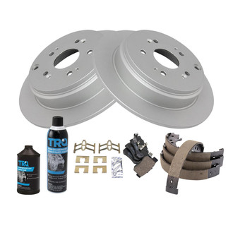 TRQ® - Rear Disc Brake Kit with Ceramic Pads and Shoes