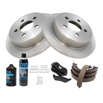 TRQ® - Rear Disc Brake Kit with Ceramic Pads and Shoes