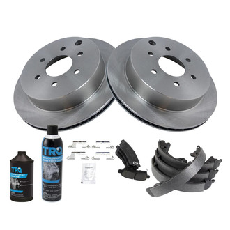 TRQ® - Rear Disc Brake Kit with Ceramic Pads and Shoes