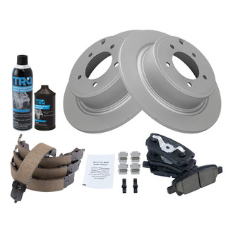 TRQ® - Rear Disc Brake Kit with Ceramic Pads and Shoes