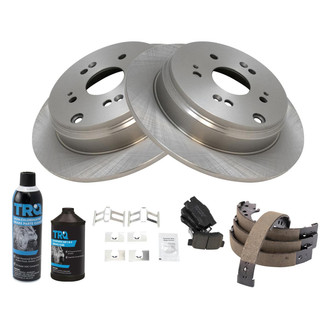 TRQ® - Rear Disc Brake Kit with Ceramic Pads and Shoes