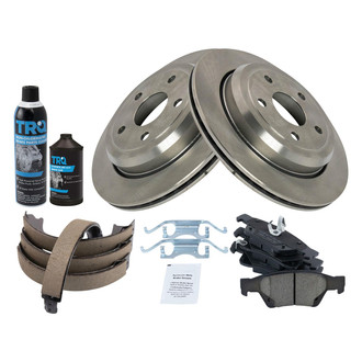TRQ® - Rear Disc Brake Kit with Ceramic Pads and Shoes