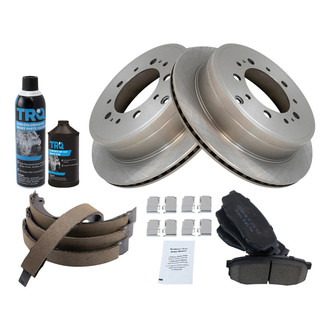 TRQ® - Rear Disc Brake Kit with Ceramic Pads and Shoes