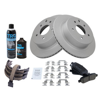 TRQ® - Rear Disc Brake Kit with Ceramic Pads and Shoes