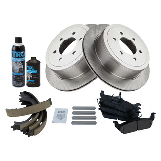 TRQ® - Rear Disc Brake Kit with Ceramic Pads and Shoes