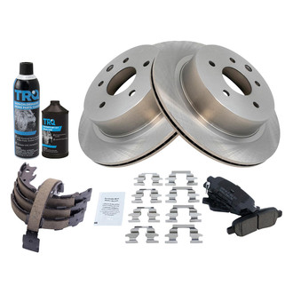 TRQ® - Rear Disc Brake Kit with Ceramic Pads and Shoes