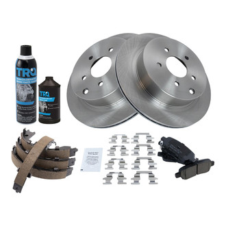 TRQ® - Rear Disc Brake Kit with Ceramic Pads and Shoes