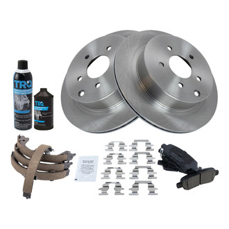 TRQ® - Rear Disc Brake Kit with Ceramic Pads and Shoes