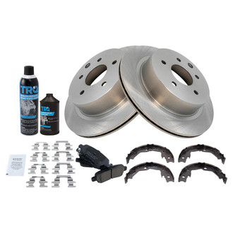 TRQ® - Rear Disc Brake Kit with Ceramic Pads and Shoes